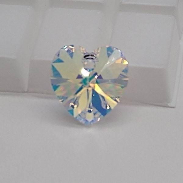 Swarovski Crystal Clear AB Heart 6228 Pendants; 10mm, 14mm, or 18mm; Bulk Lot; Aurora Borealis; Wedding Bride/ Bridal Shower