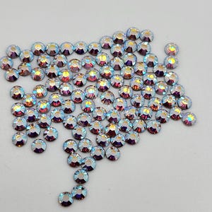 200pc Swarovski Crystal Clear AB ss12 (3mm) Round Flatback Rhinestone 2028