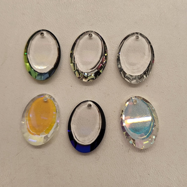 Swarovski Crystal 18mm Oval 6120 Pendant; 6 Colors; Sahara, Clear AB, CAL, Glacier Blue, Vitrail Light, Bermuda Blue; Rare, Vintage!