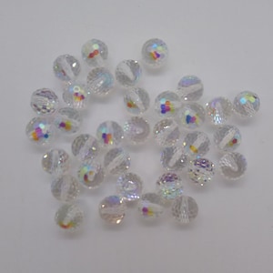 Swarovski Crystal Clear AB Faceted Disco Ball 5003 Round Beads; 6mm (12), 7mm (12), or 8mm (6); Vintage!