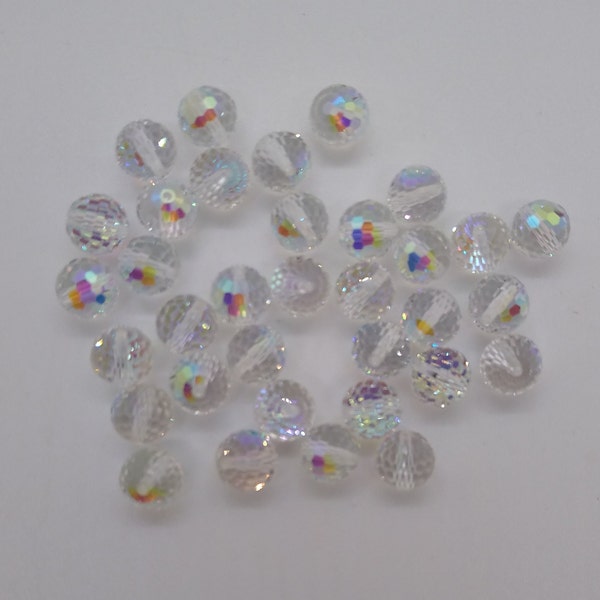 Boule disco à facettes AB cristalline Swarovski 5003 perles rondes ; 6 mm (12), 7 mm (12) ou 8 mm (6) ; millésime !