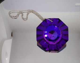 Swarovski Crystal Heliotrope 40mm Sunburst 6208 Suncatcher/ Prism/ Ornament; Rare!  Vintage! Extra Large! Purple, Blue