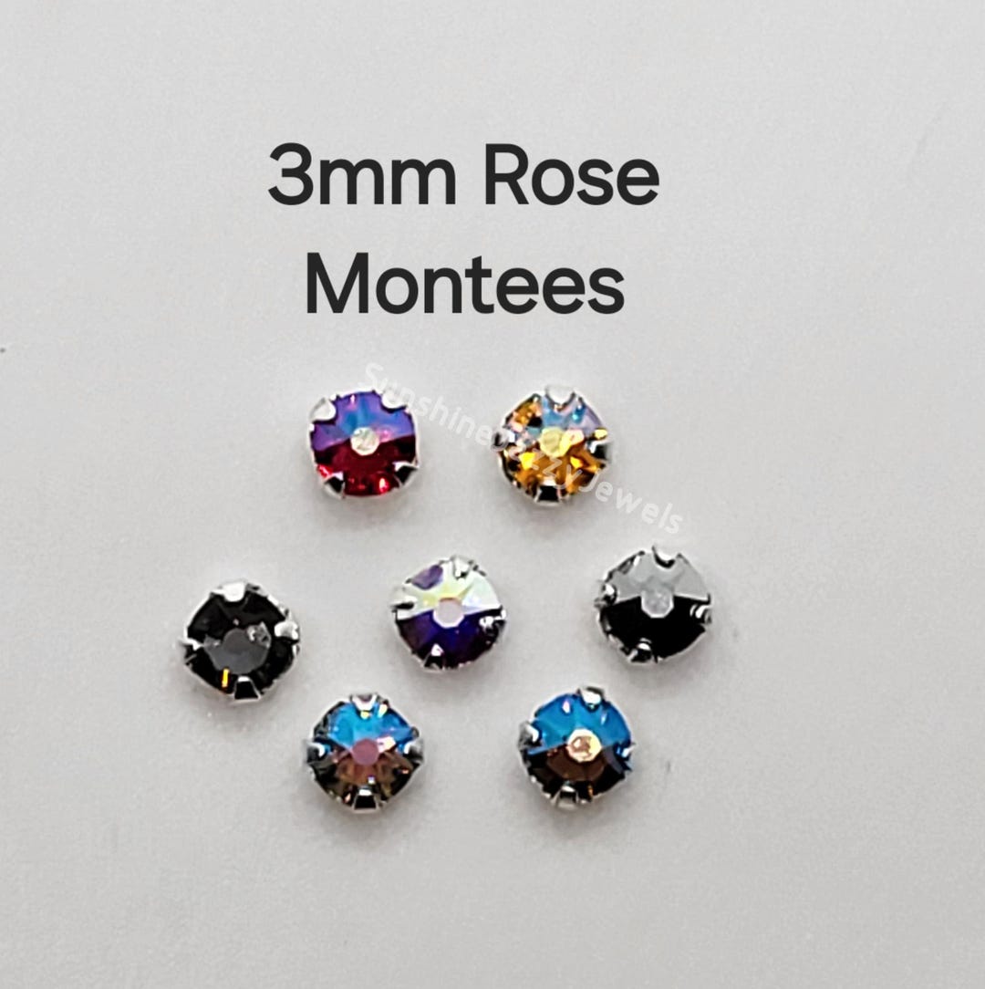 24pc Swarovski Crystal 3mm (ss12) Rose Montees Beads; Silver