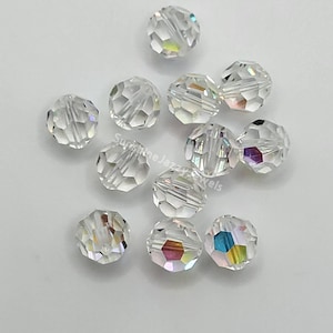 Swarovski Crystal Clear AB Faceted Round 5000 Beads; 4mm, 5mm, 6mm, 7mm, 8mm, 9mm