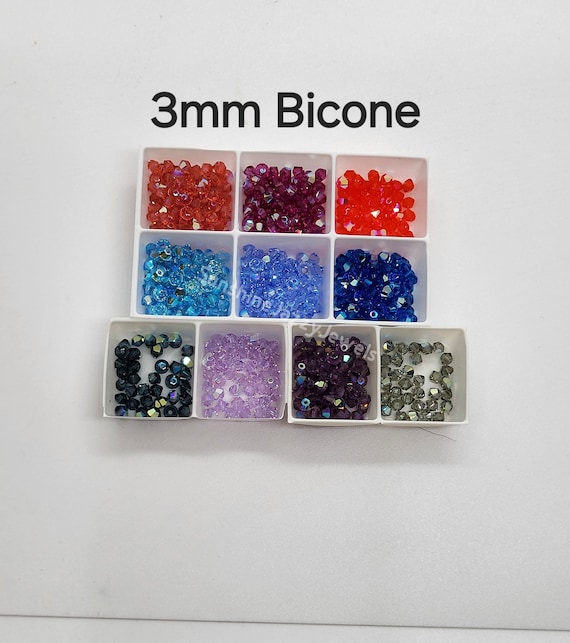 24pc Swarovski Crystal 3mm Bicones w/ Various Colors in AB and AB2X effect