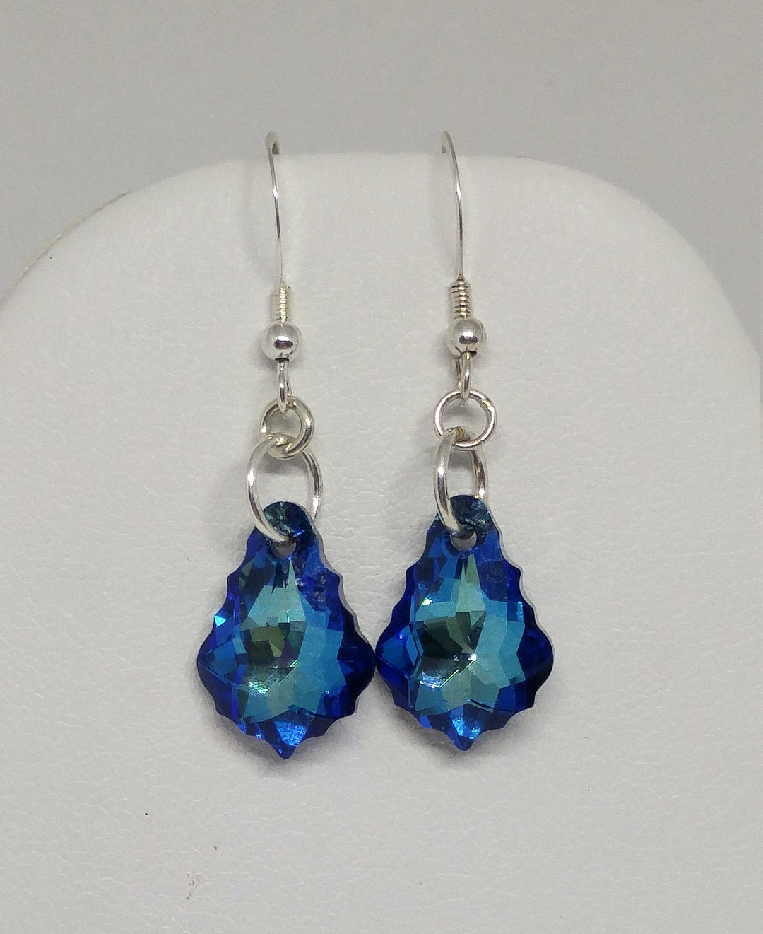 Sterling Silver Swarovski Crystal Bermuda Blue Baroque Pendant Earrings ...