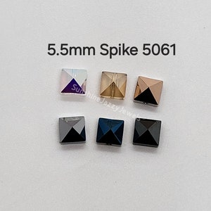 6pc Swarovski Crystal 5.5mm Spike Square 5061 Beads; 5 Colors: Clear AB, Rose Gold, Metallic Blue, Jet Hematite, Golden Shadow