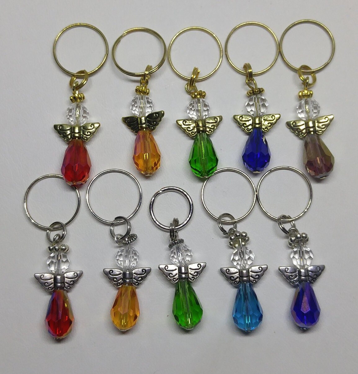 5 or 20pc Guardian Angel Zipper Pull/ Charms; Metallic Rainbow; Handmade;  Gifts