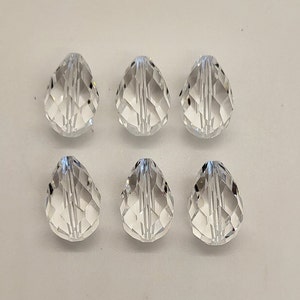 6pc Swarovski Crystal Clear Faceted Teardrop 5500 Bead; 9x6mm, 10x7mm, 12x8mm, 15x10mm, or 18x12mm; Center Drilled; Vintage!