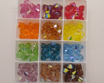 12pc Swarovski Crystal AB 6mm Bicone Bead; Many Color Choices!