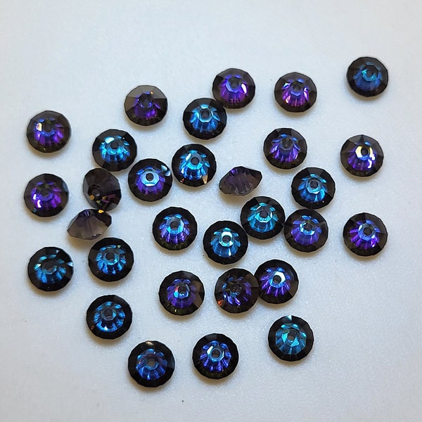 24pc Swarovski Crystal Heliotrope 5mm Flat Bicone/ Rondelle 5305 Beads; Vintage