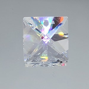 Swarovski Crystal Clear Full Cut Square 8025 Pendant/ Prism; 3 Sizes: 14mm, 16mm, 20mm; Logo Etched