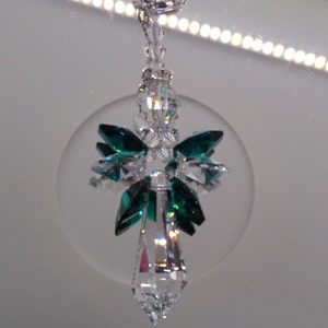 Swarovski Crystal Emerald Angel Suncatcher/ Prism/ Ornament; Green; May Birthstone; Great Gift!