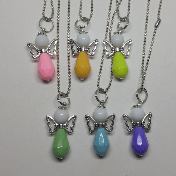 6pc Guardian Angel Keychain/ Zipper Pull/ Purse Charm; Easter Egg Colors: Pink, Orange, Yellow, Lt Green, Lt Blue, Violet; Party Favors/Gift