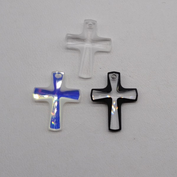 Swarovski Crystal 20mm Cross 6860 Pendant; 3 Colors: Cosmojet, Clear, Clear AB; Wedding, Confirmation, Baptism Anniversary