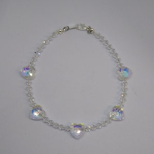 Swarovski Crystal Clear AB Heart and Clear Bicone Beaded Anklet; Beautiful!!!  Custom Made