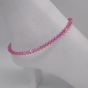 Swarovski Crystal Rose Shimmer 2X Bicone Beaded Anklet; Beautiful!!  Custom Sizing