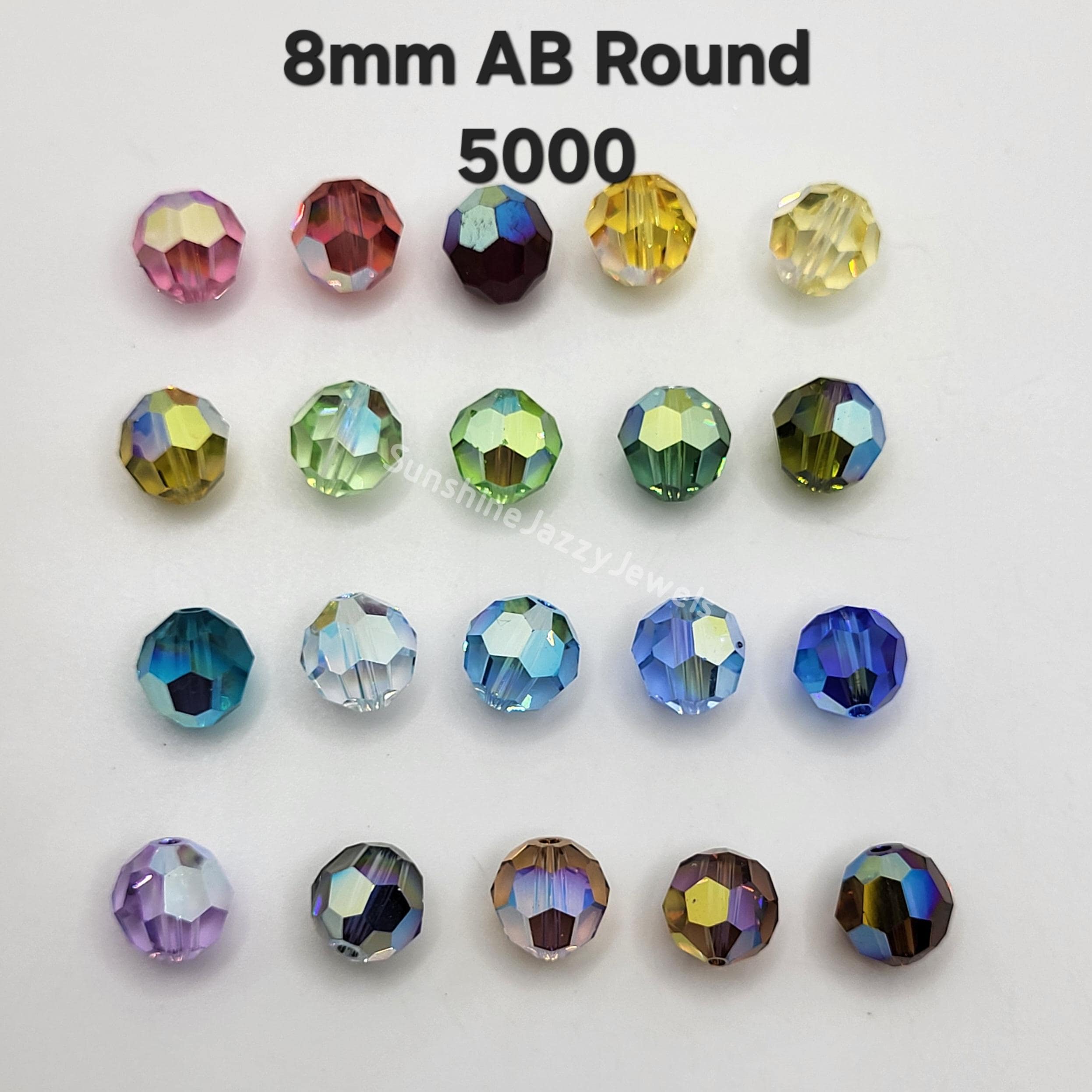 6pc Swarovski Crystal 8mm Faceted Round 5000 Beads W/ AB Finish; Many ...
