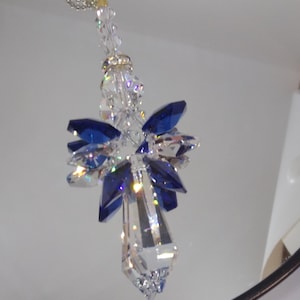 Swarovski Crystal Dark Sapphire & Clear Angel Suncatcher/ Prism/ Ornament; Blue; Rare Color!