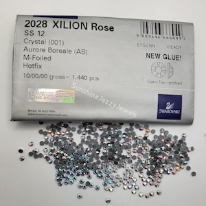 Factory Pack Swarovski Crystal Clear AB ss12 (3mm) Round Flatback Rhinestone 2028; 1440pc