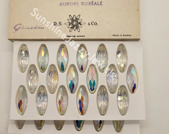 Factory Pack Swarovski Crystal Clear AB 25x10mm Long Faceted Oval 5207 Beads; 36pc; Vintage!