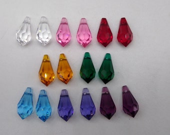 2pc Swarovski Crystal 13mm Teardrop 6000 Pendants; Rose, Siam, Topaz, Amethyst, Tanzanite; Popular Shape