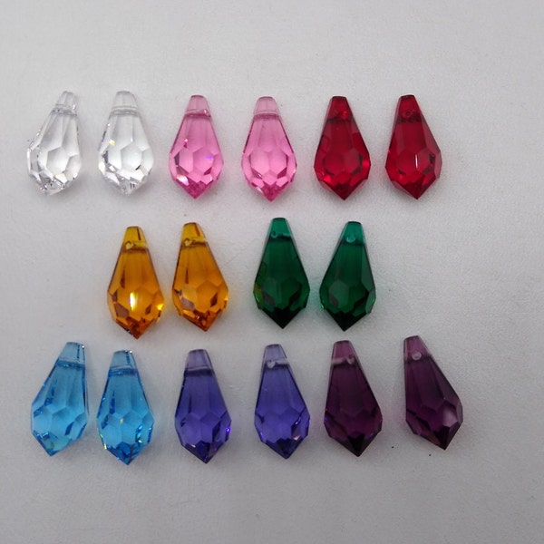 2pc Swarovski Crystal 13mm Teardrop 6000 Pendants; Rose, Siam, Topaz, Amethyst, Tanzanite; Popular Shape