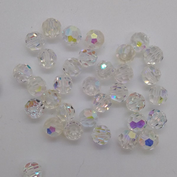 Swarovski Crystal Clear AB Faceted Round 5000 Beads; 4mm, 5mm, 6mm, 7mm, 8mm, 9mm