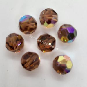 4pc Swarovski Crystal Light Smoke Topaz AB 16mm Faceted Round 5000 Beads; Extra Large!