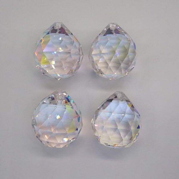 1 or 4pc Asfour Crystal Clear AB 30mm Ball #701 Prism/ Suncatcher/ Chandelier Part; Large Size