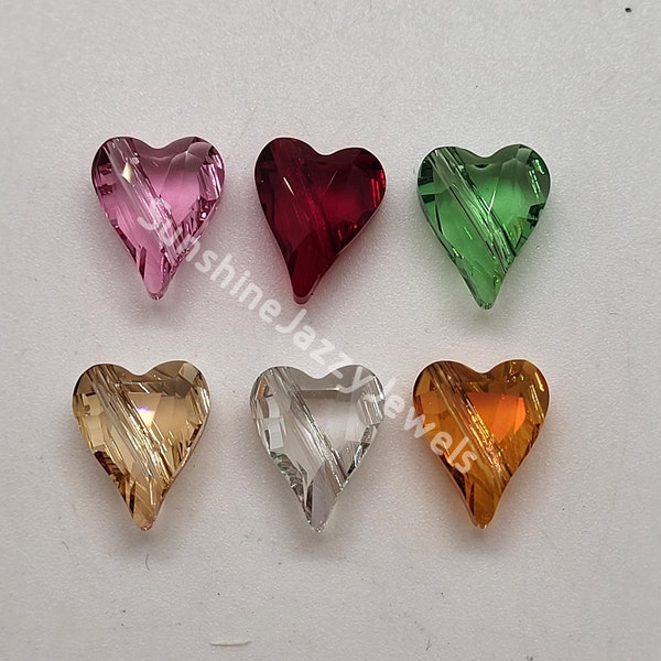 2pc Swarovski Crystal 12mm Wild Heart 5743 Beads; 6 Colors: Rose, Siam, Peridot, Crystal Silver Shade, Crystal Astrial Pink, Golden Shadow