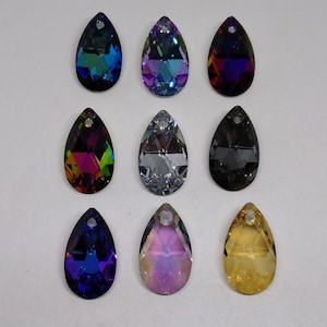 Swarovski Crystal Pear 6106 Pendant; 16mm or 22mm; Crystal Effect Colors: Vitrail Light, Bermuda, Volcano, Paradise Shine, CAL