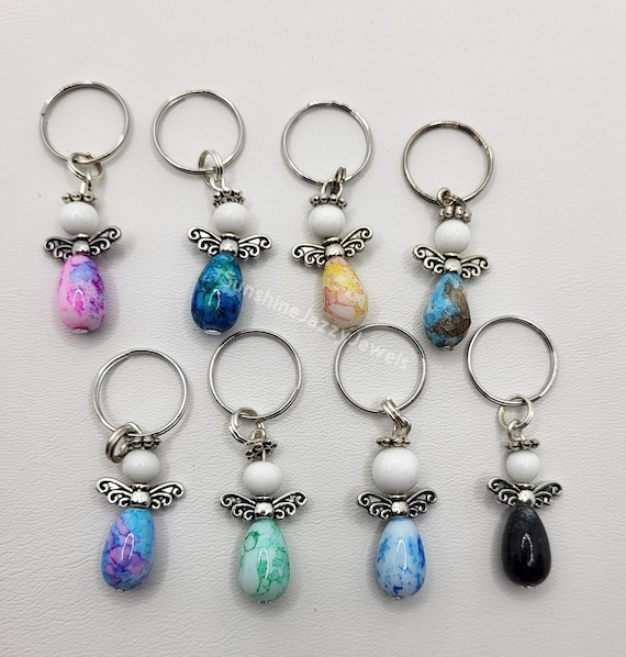 3 or 10pc Guardian Angel Keychain/ Zipper Pulls; 2-tone Color Mix