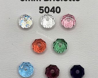 12pc Swarovski Crystal 6mm Briolette 5040 Beads; Rondelle; Donut/ Spacer Beads; Many Colors!!
