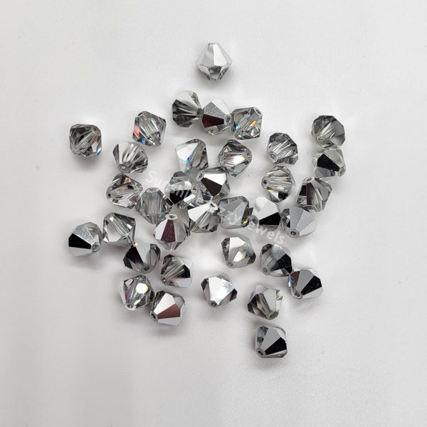Swarovski Crystal Comet Argent Light CAL Bicone Beads; 4 Sizes: 4mm (24), 5mm (24), 8mm (12), 10mm (6)
