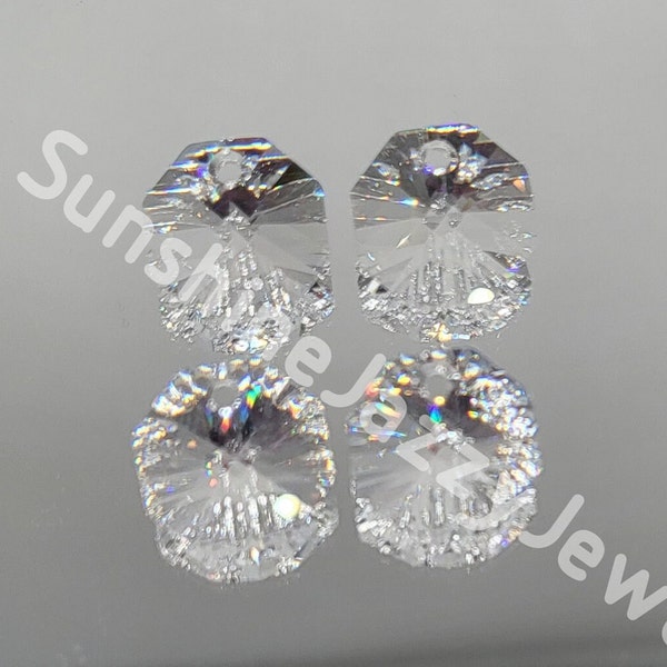 4pc Swarovski Crystal Clear 14mm 1 Hole Octagon 6401 Pendants; Reflect Rainbows