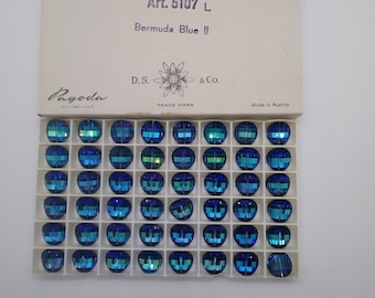 Factory Pack Swarovski Crystal Bermuda Blue 12mm Pagoda 5107L Beads; 48 beads; AKA Potato Chip Beads; Vintage; Rare; Bulk