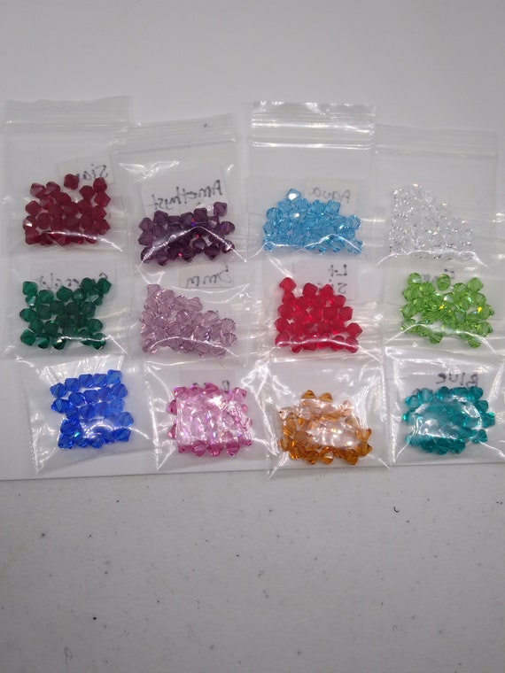288pc Swarovski Crystal Birthstone Colors 5mm Bicone Beads; 24 Each Color;  Bulk Lot