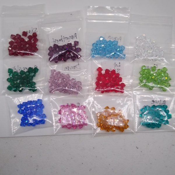 288pc Swarovski Crystal Birthstone Colors 5mm Bicone Beads; 24 Each Color; Bulk Lot