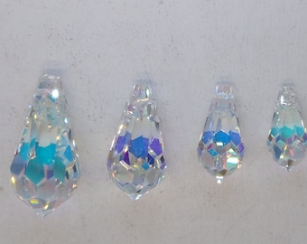 2pc Swarovski Crystal Clear AB Teardrop 6000 Pendant; 11mm, 13mm, 15mm, or 18mm; Popular Shape!