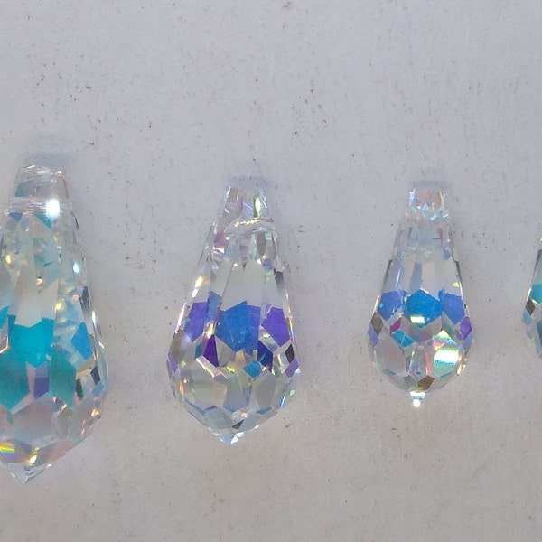 2pc Swarovski Crystal Clear AB Teardrop 6000 Pendant; 11mm, 13mm, 15mm, or 18mm; Popular Shape!