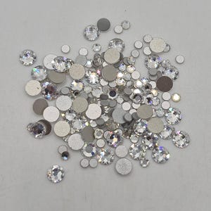 CLEARANCE MIX!  100+ Swarovski Crystal Clear Flatback Rhinestones; Mixed Sizes; 2-5mm, ss5-ss20