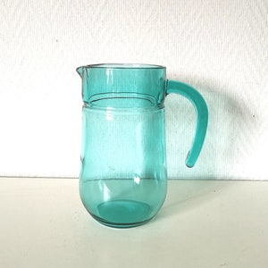 pitcher/jug/carafe/green glass/canteen/70s/vintage France