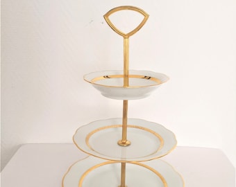 vintage cake stand french Apple dureil white and gold