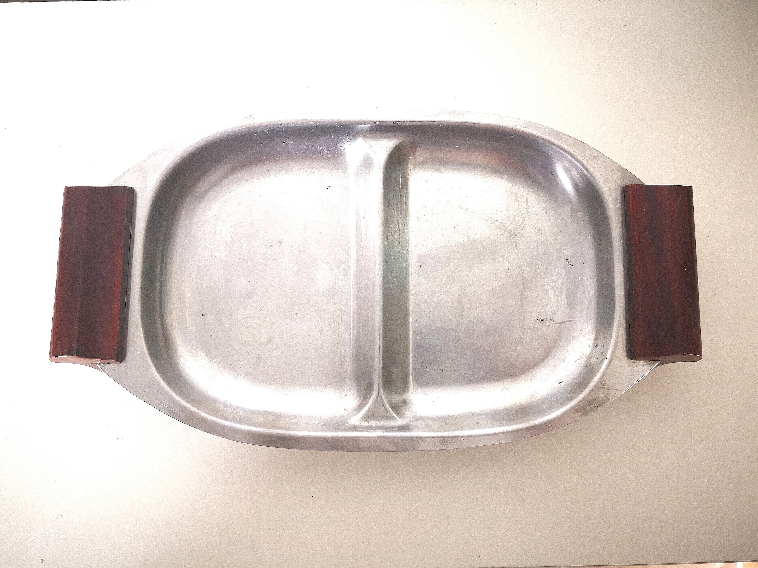 Plat de Service /Inox et Bakélite/Art Déco Français Vintage