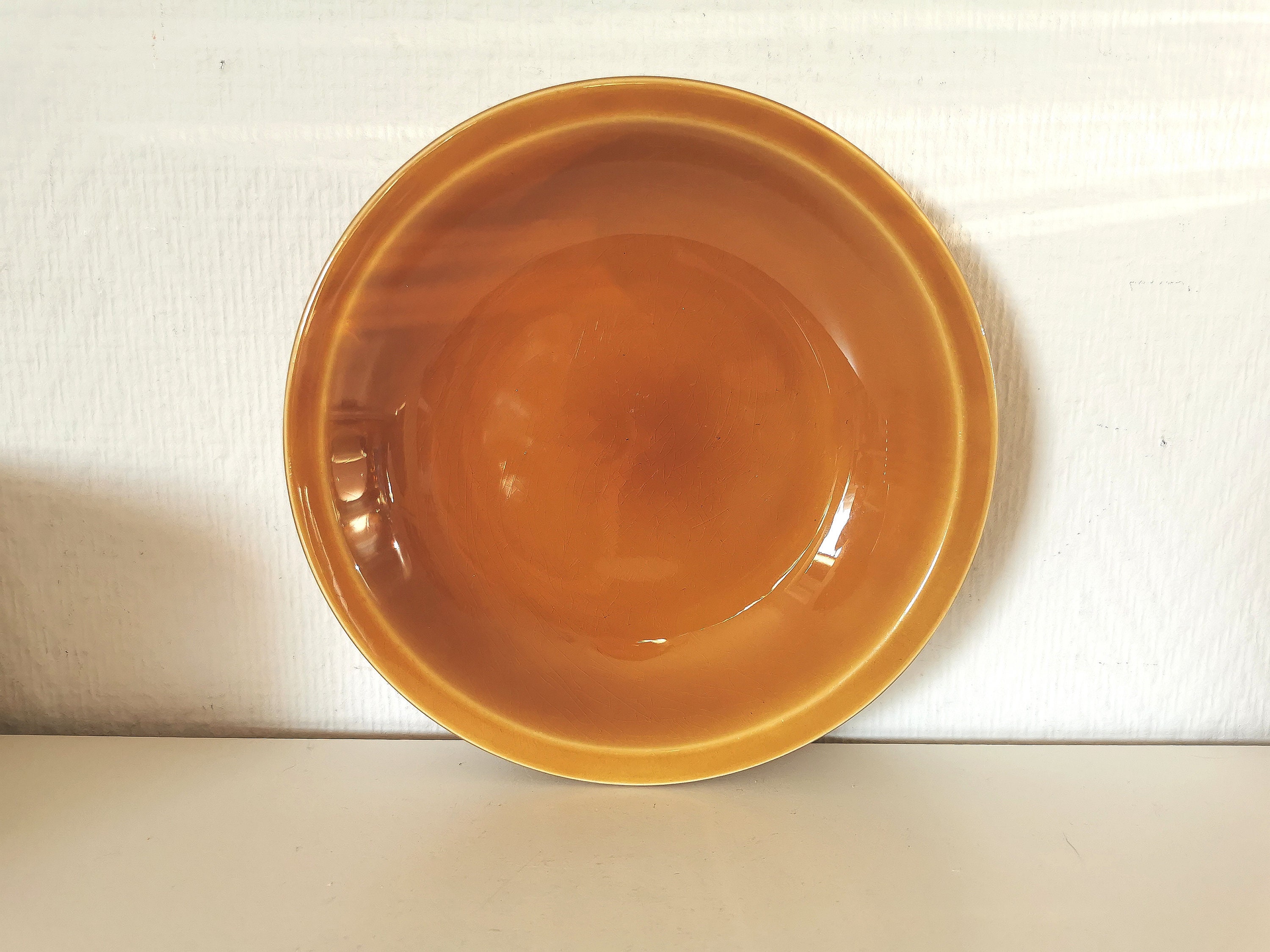 5 Assiettes Creuses/Soupe/ Grès/Longchamps/ Céramique Marron/ Motif Fleur/ Années 70/Français Vintag