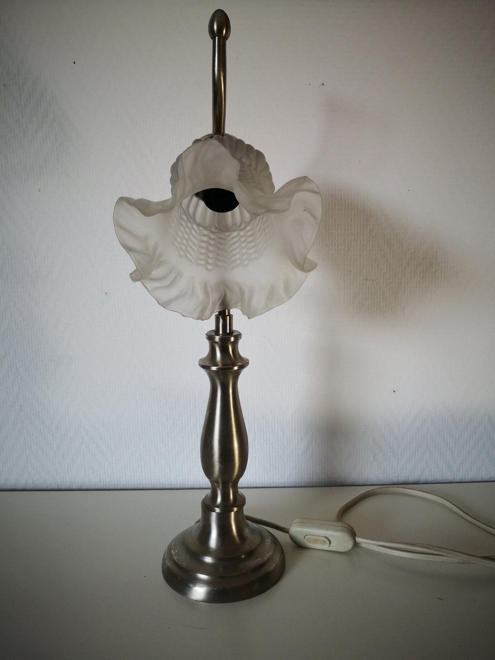 Lampe métal tulipe à poser esprit art déco abat jour verre Etsy