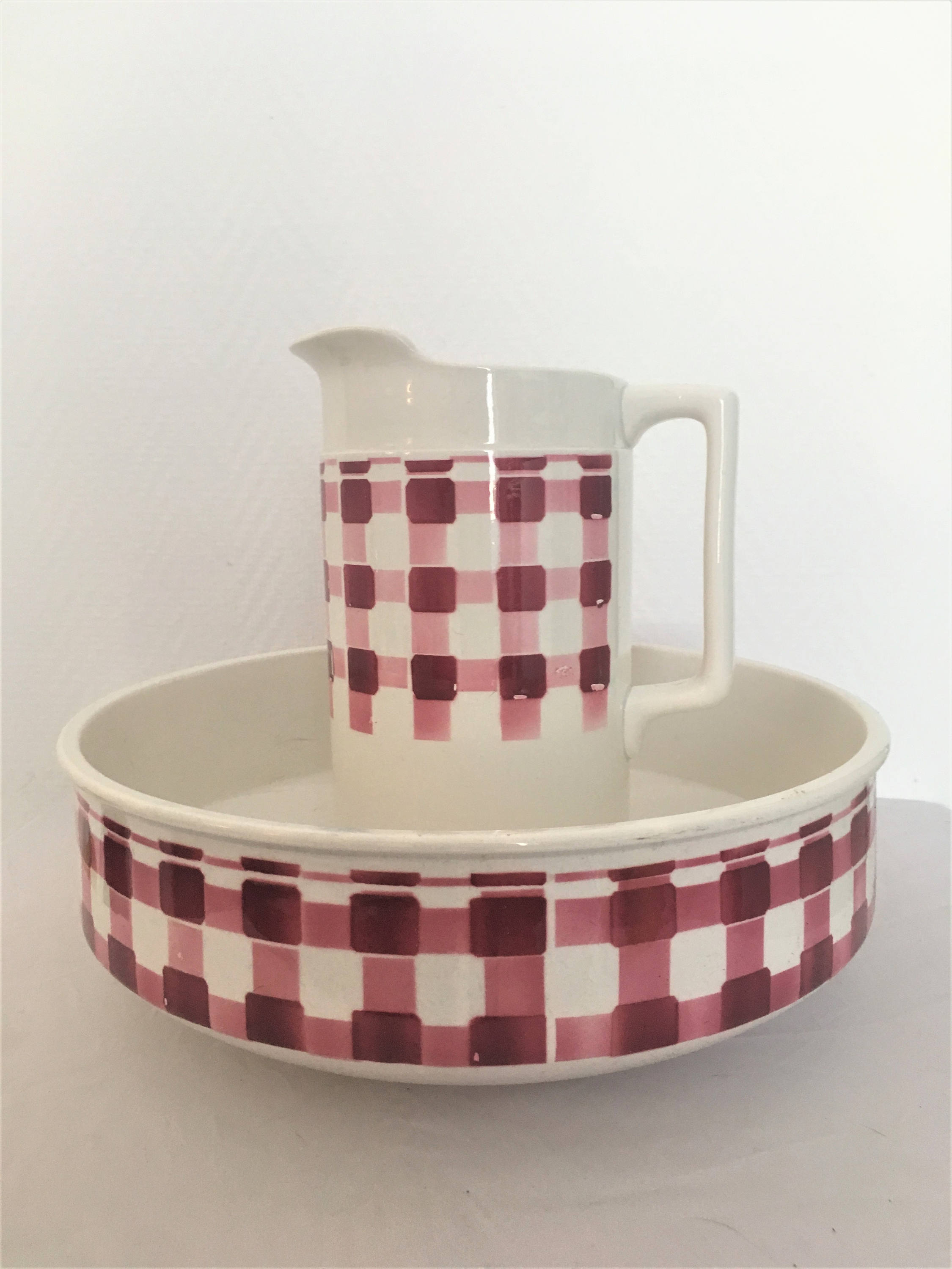 Nécessaire de Toilette /Porcelaine/ Broc et Bassine/ Français Vintage /Digoin Sarreguemines/ Motif C