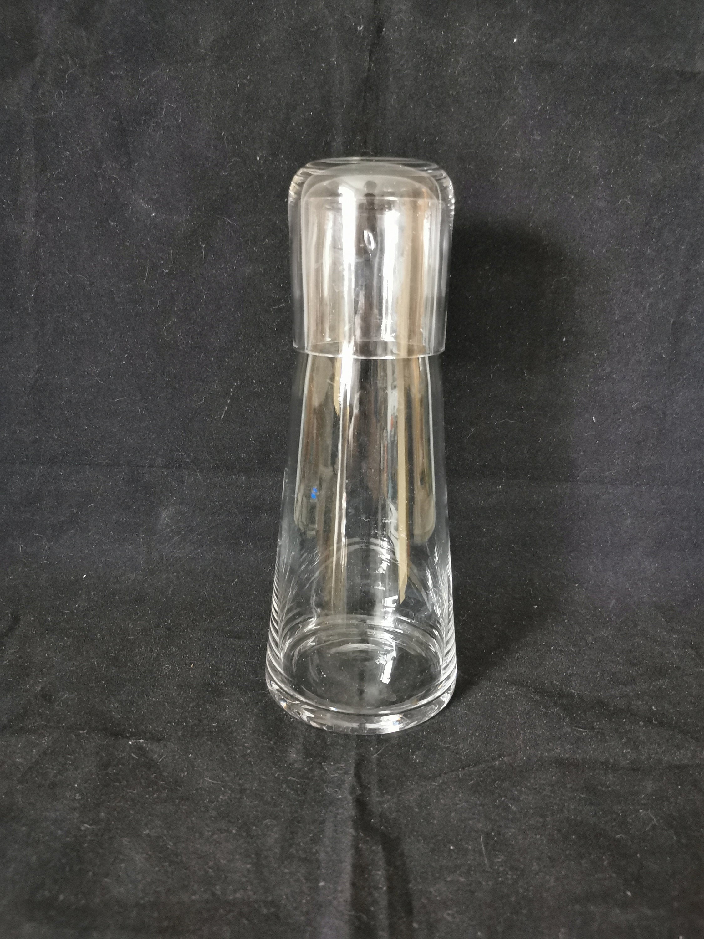 Carafe de Nuit/Flacon/Verre Soufflé Transparent /Forme Géométrique/Art La Table Français Vintage