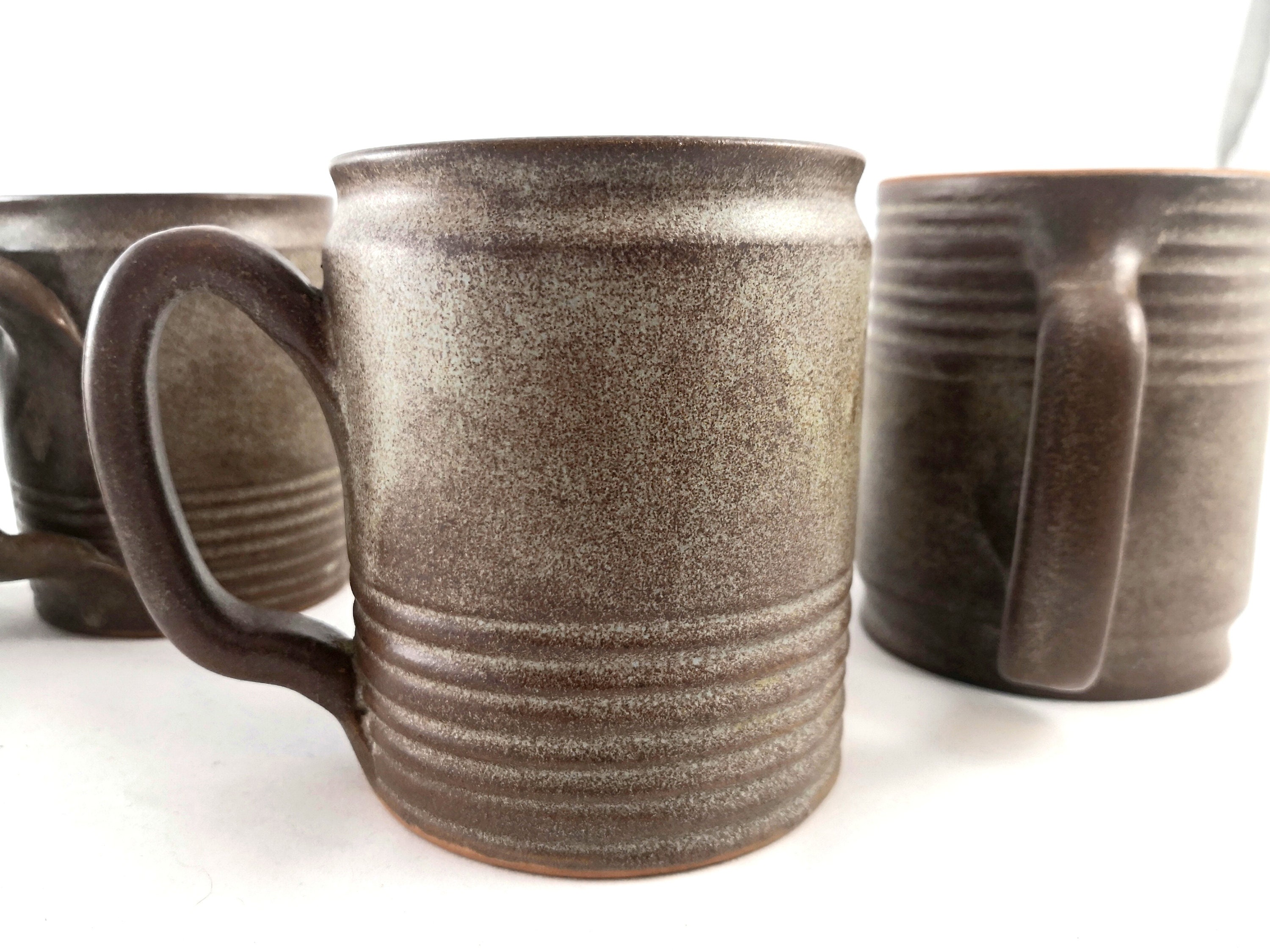 Ensemble de Mugs en Grès/Vallauris Vintage Marron